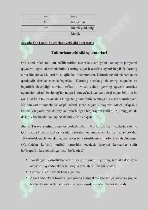 Sikl (for each) operatorlari 4