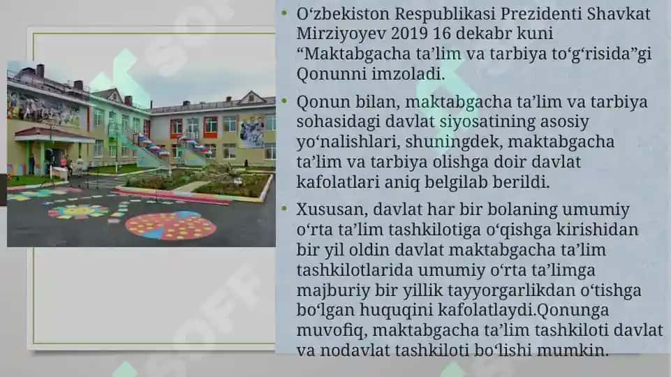 O'zbekiston Respublikasining "Maktabgacha ta'lim va tarbiyato'g'risidagi qonuni" niamaliyoti 3