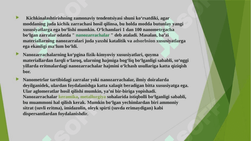 Nanozarrachalarni  olinishi  va  tuzilishi,  molekulyar-kinetik xossalari 3
