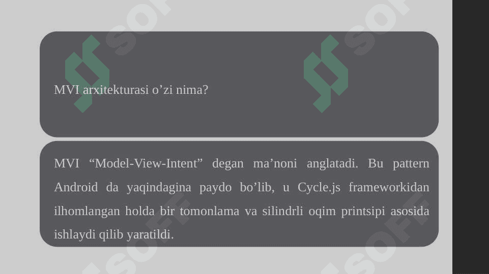 MVVM va MVI shablonlari avfzalligi va kamchiligi 3