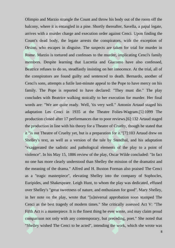 Tyrannical drama by P B Shelley " Cenci" (course work) 8