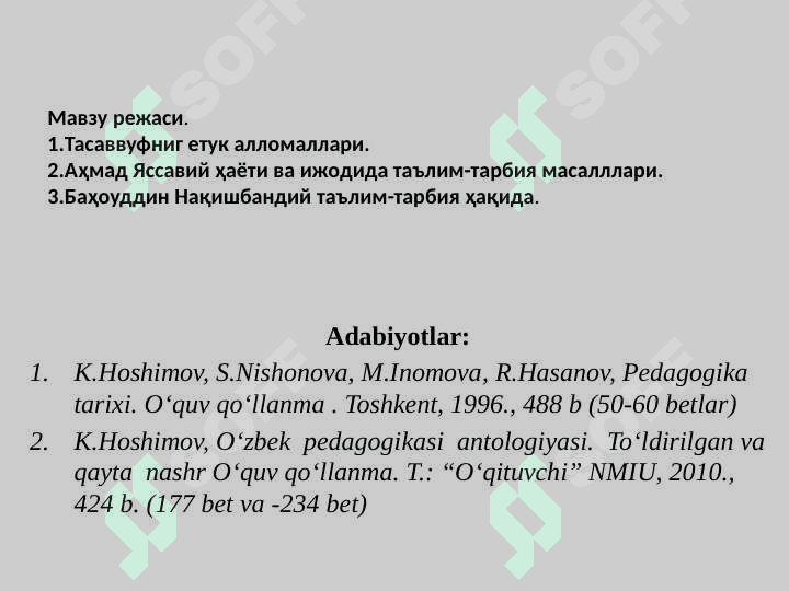 Soʻfiylik tasavvuf taʼlimotida etik inson miammosining talqin etilishi 2