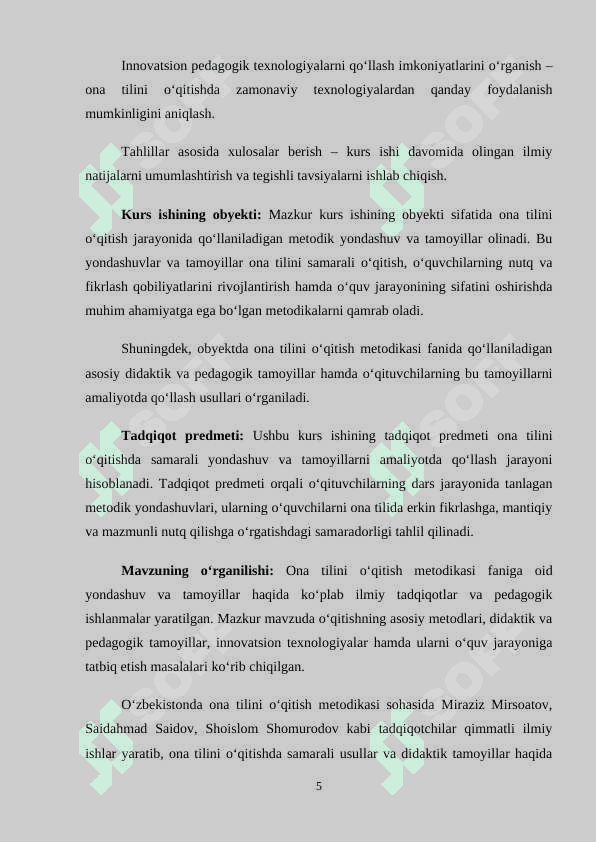 Ona tilini o‘qitish metodikasi faniga doir yondashuv va tamoyillar 5