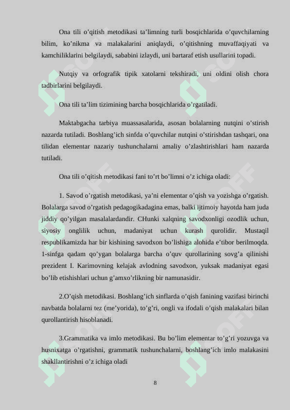 Ona tilini o‘qitish metodikasi faniga doir yondashuv va tamoyillar 8