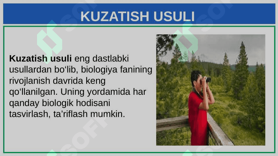 BIOLOGIYANI O'RGANISH USULLARI 8