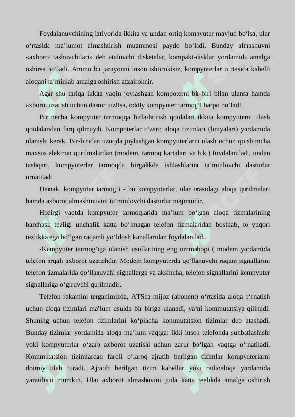 HAR XIL PROTOKOLLAR ASOSIDA LOKAL TARMOQDA ULANISH 2