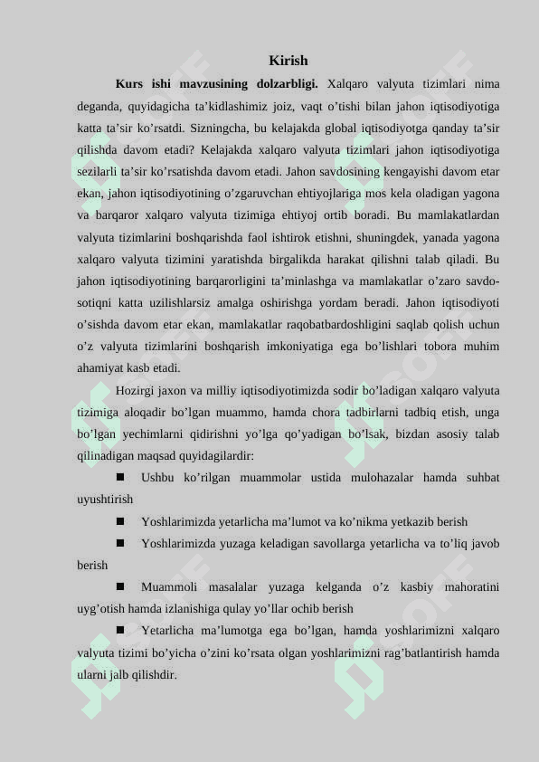 Xalqaro valyuta tizimi va uning o’zgarishi 2