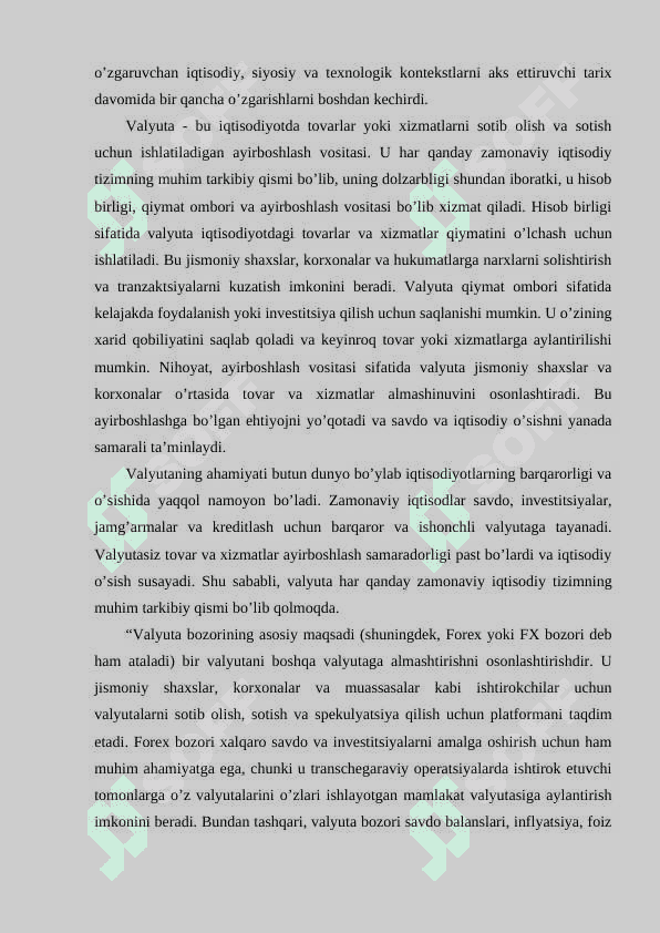 Xalqaro valyuta tizimi va uning o’zgarishi 6