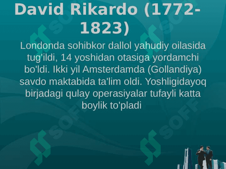 Klassik iqtisodchilar: Rikardo, Maltus, Xyum 3