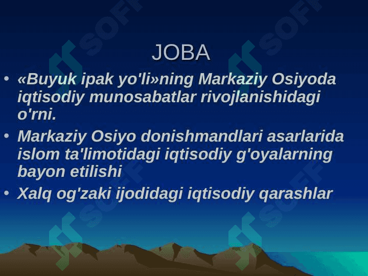 O'rta Osiyo mutaffakirlari iqtisodiy g'oyalari 2