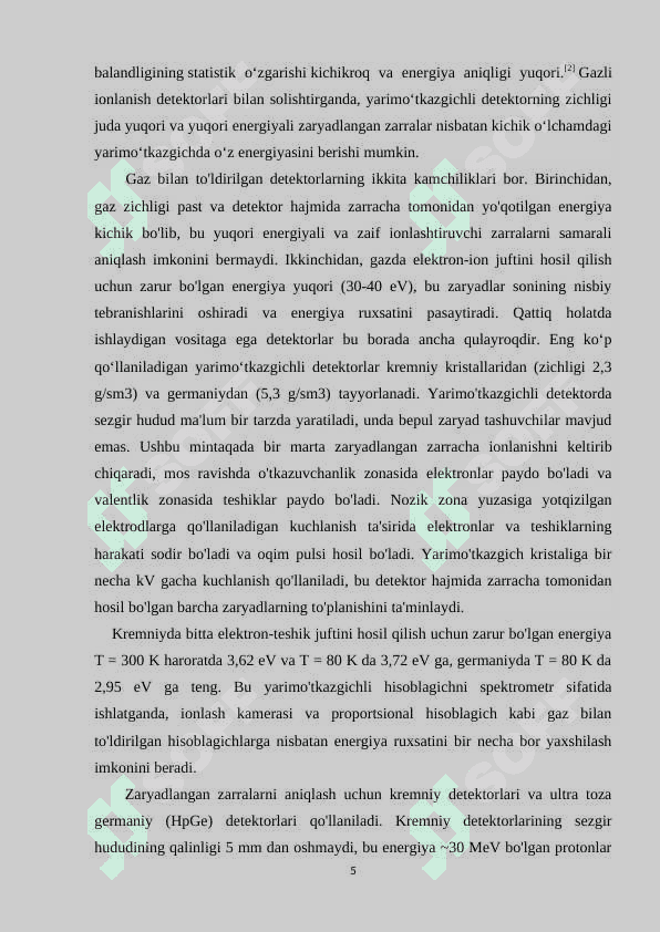 YARIMO’TKAZGICHLI DETEKTORLAR 5