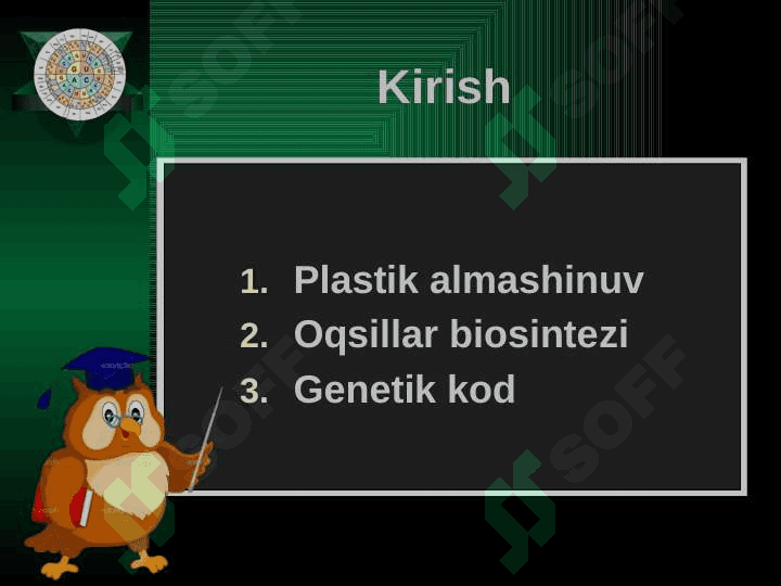 Plastik almashinuv. Oqsillar biosintezi. Genetik kod 2