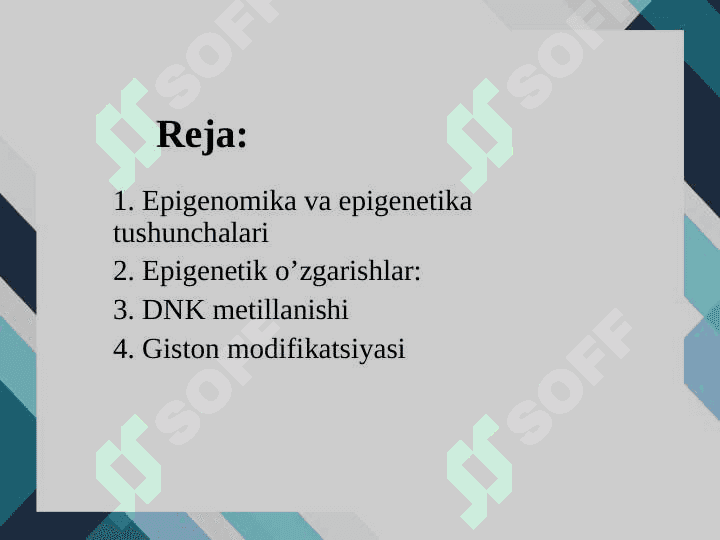 Epigenomika. Genlar faoliyatini boshqarilishining epigenetik mexanizmlari 2