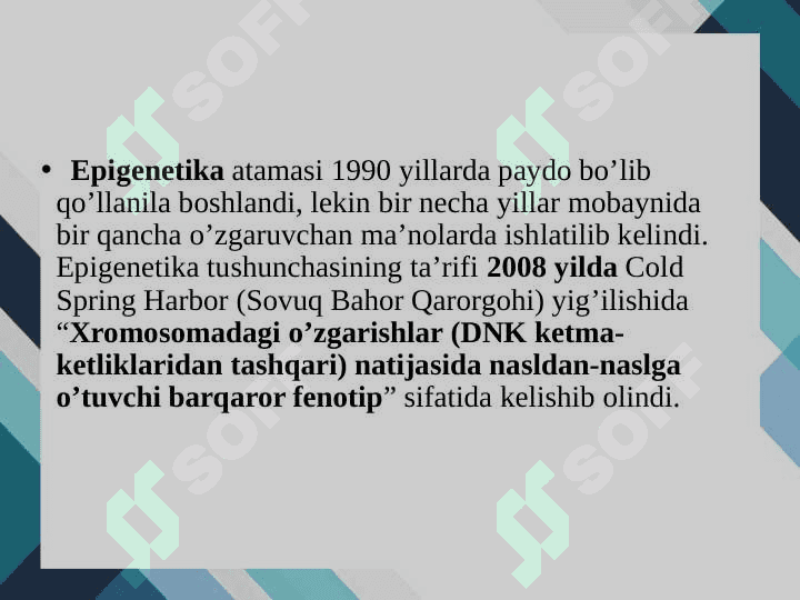 Epigenomika. Genlar faoliyatini boshqarilishining epigenetik mexanizmlari 6