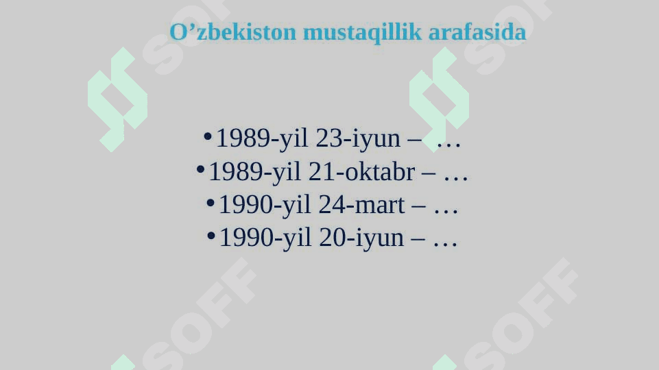 MUSTAQIL O‘ZBEKISTON RESPUBLIKASINING TASHKIL TOPISHI VA UNING TARIXIY AHAMIYATI 2
