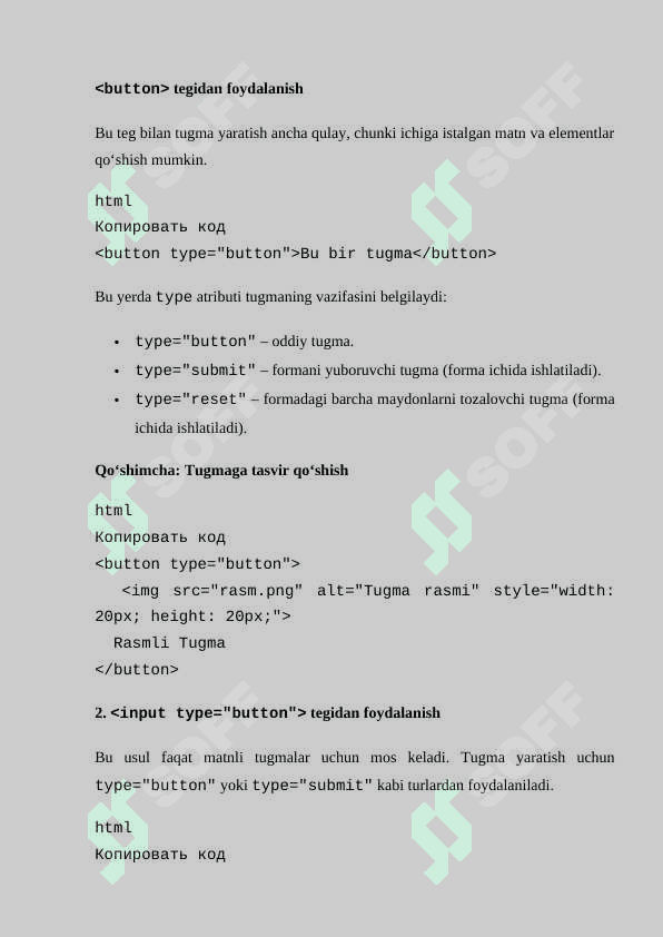 HTMLDA TUGMA YARATISH 2