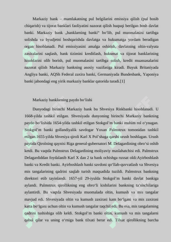 MARKAZIY BANKINING KREDIT TIZIMIDAGI O‘RNI VA FUNKTSIYALARI 2