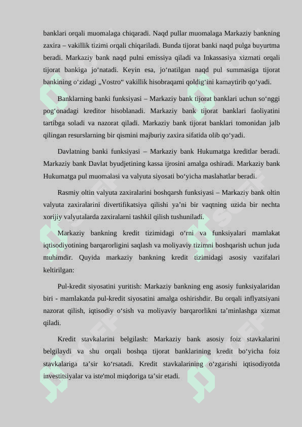 MARKAZIY BANKINING KREDIT TIZIMIDAGI O‘RNI VA FUNKTSIYALARI 4
