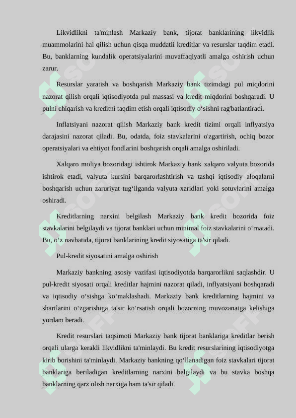 MARKAZIY BANKINING KREDIT TIZIMIDAGI O‘RNI VA FUNKTSIYALARI 8