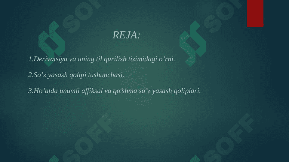 O'zbek tili derivatsiyasi 2