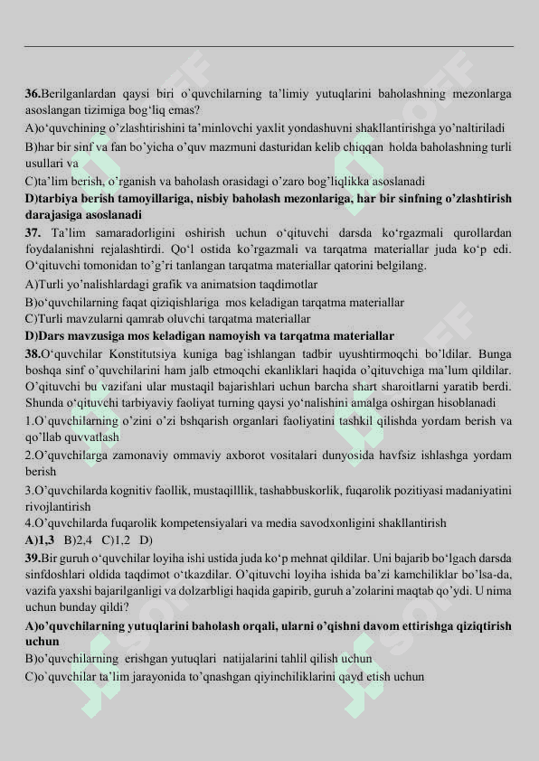 PEDAGOGIKA TESTI ATESTATSIYA 2024. 2