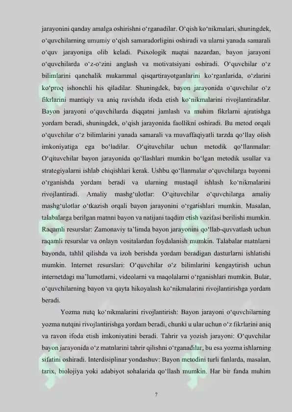 BOSHLANG‘ICH SINFLARDA BAYON YOZISHGA O‘RGATISH USULLARI 6