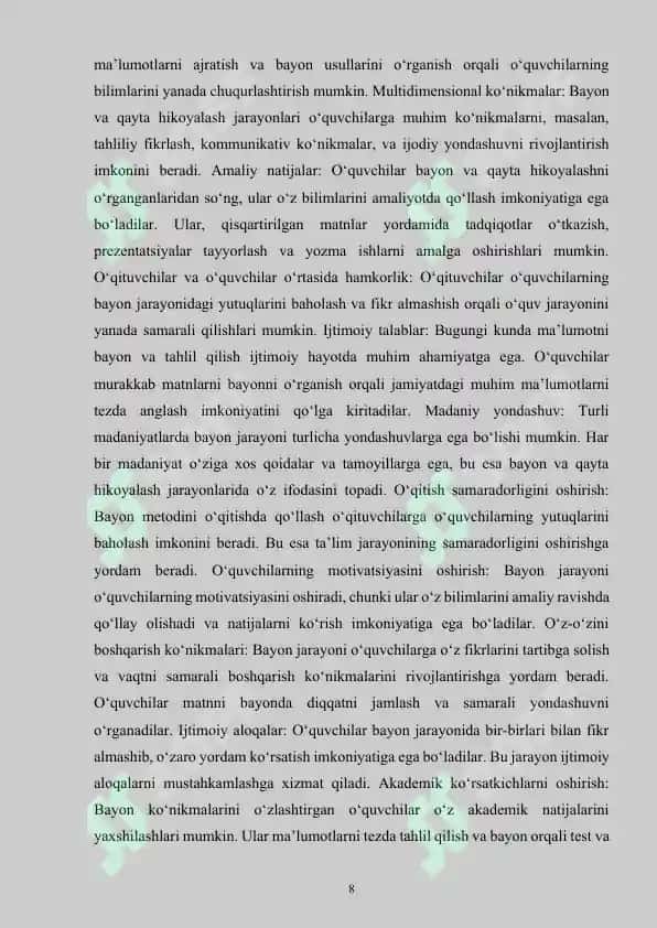 BOSHLANG‘ICH SINFLARDA BAYON YOZISHGA O‘RGATISH USULLARI 7