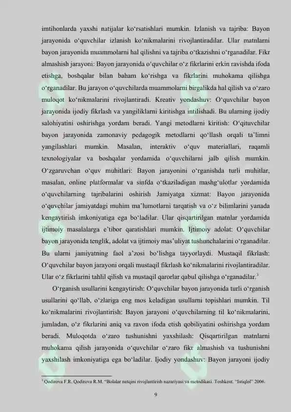 BOSHLANG‘ICH SINFLARDA BAYON YOZISHGA O‘RGATISH USULLARI 8