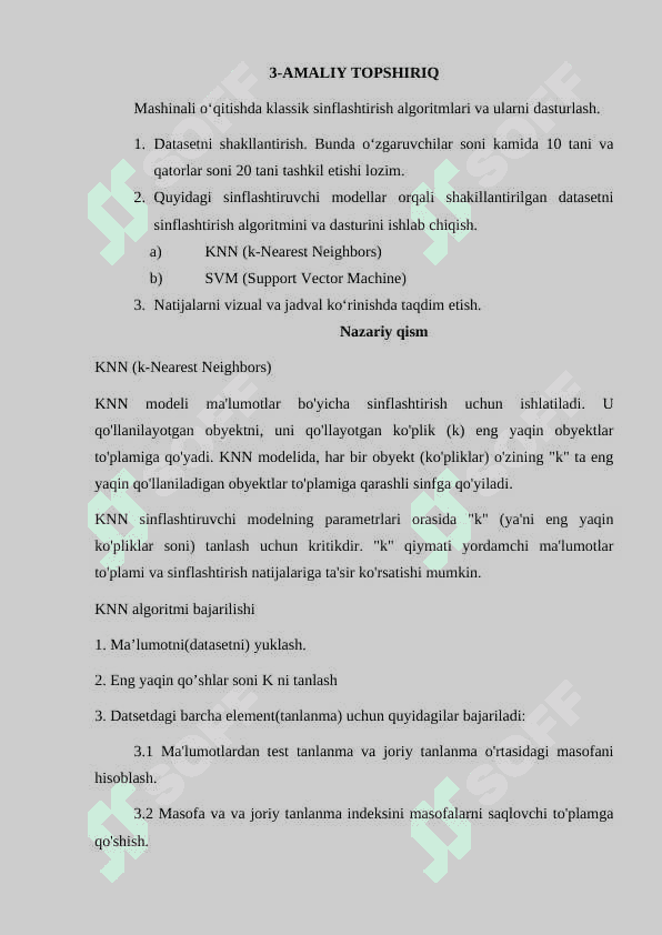 Mashinali o‘qitishda klassik sinflashtirish algoritmlari va ularni dasturlash 2