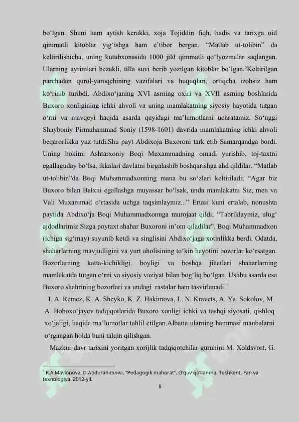 Kurs ishi "Ashtarxoniylar faoliyati" 8
