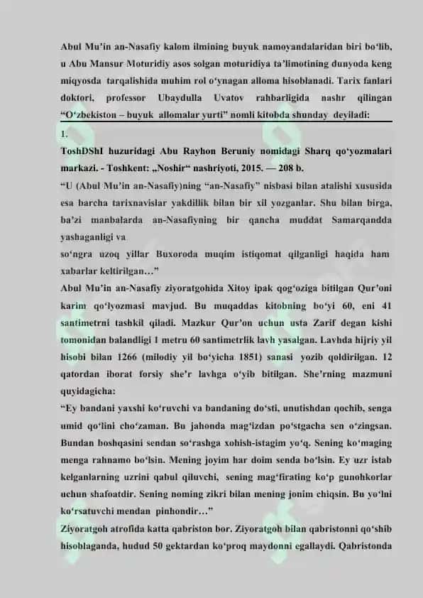 An-Nasafiy asarlarini tarixni o’rganishdagi ahamiyati 4