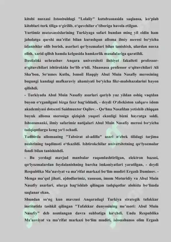 An-Nasafiy asarlarini tarixni o’rganishdagi ahamiyati 8