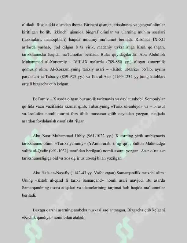 Ilk o`rta asrlarda o`rta osiyoda tarixiy bilimlar rivojlanishi 8