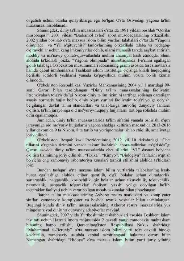 DUNYOVIY BILIMLAR VA DINIY E'TIQOD BIRLIGIGA ERISHISHNING AHAMIYATI 2
