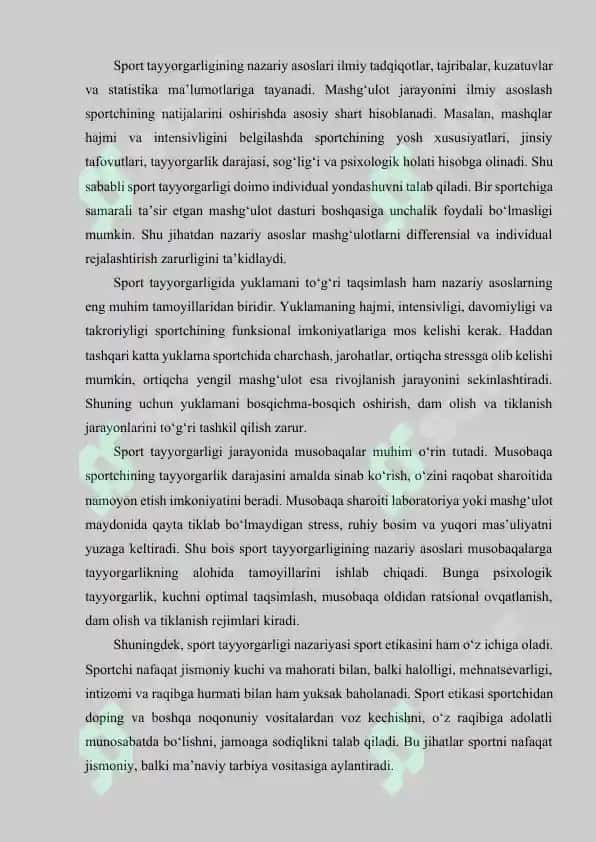 Sport tayyorgarligi tamoyillari. 4