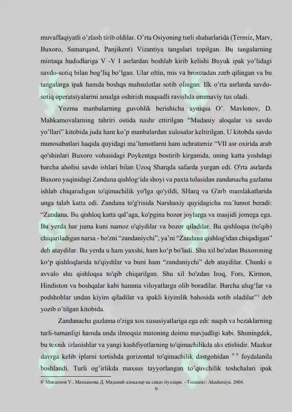 O’rta asrlarda O’rta osiyoda savdo munosabatiga oid ma’lumotlar 7