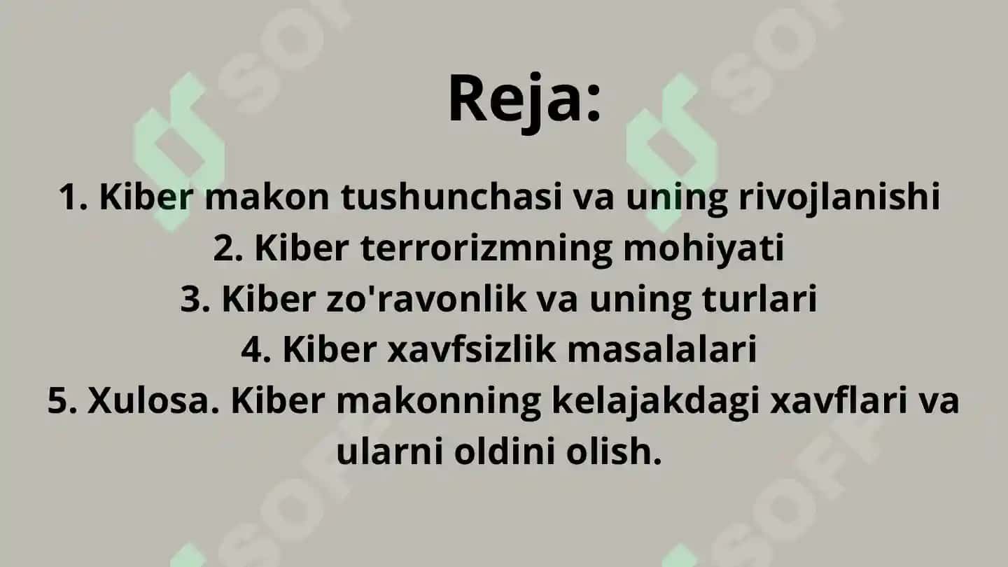 Kiber makon terrorizm va zo'ravonlik tushunchalirining mohiyati 2