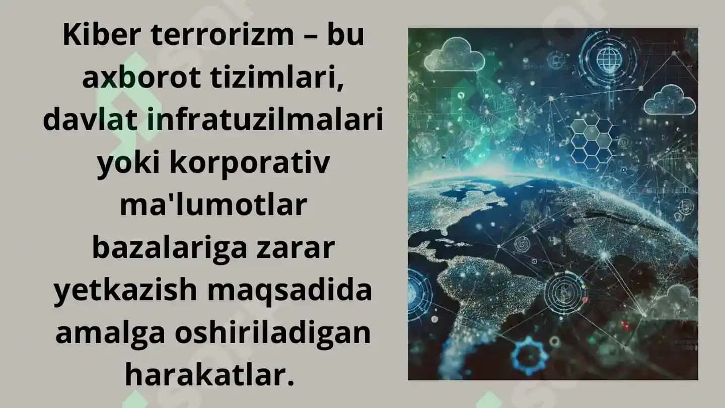 Kiber makon terrorizm va zo'ravonlik tushunchalirining mohiyati 4