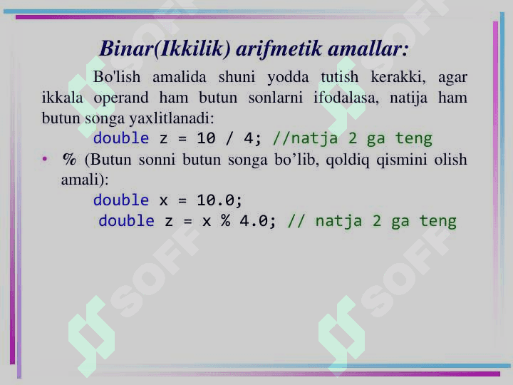 C# tilining amallari 4