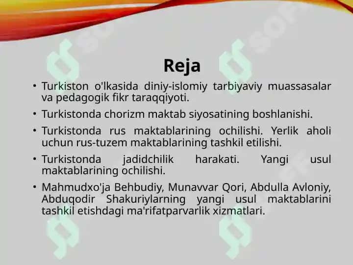 XVII asrdan XX asrning birinchi yarmigacha tarbiya, maktab va pedagogik fikrlar rivoji 2