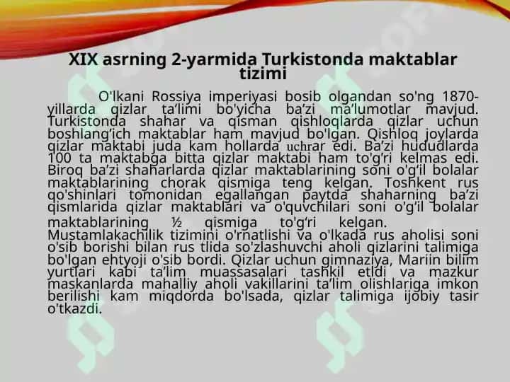XVII asrdan XX asrning birinchi yarmigacha tarbiya, maktab va pedagogik fikrlar rivoji 3