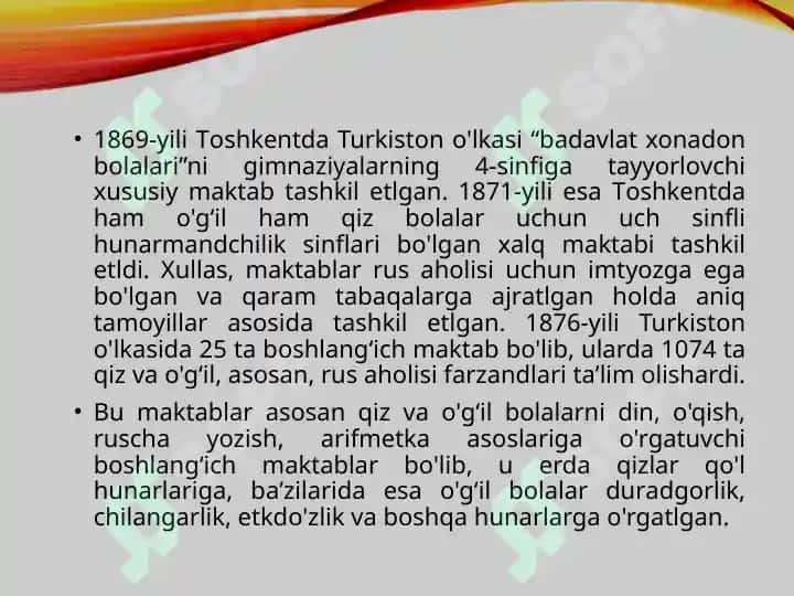 XVII asrdan XX asrning birinchi yarmigacha tarbiya, maktab va pedagogik fikrlar rivoji 5