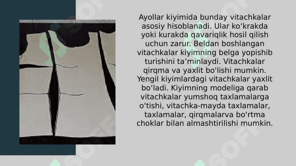 Ayollar kiymida vitochka koʻ chirish usullarining namunalarini tayyorlash. 3