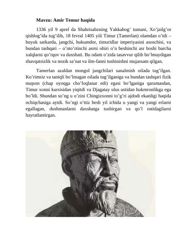 Amir Temur haqida