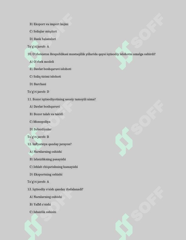 Iqtisodiyot fanidan yangi 35 ta test savollari javoblari bilan 3