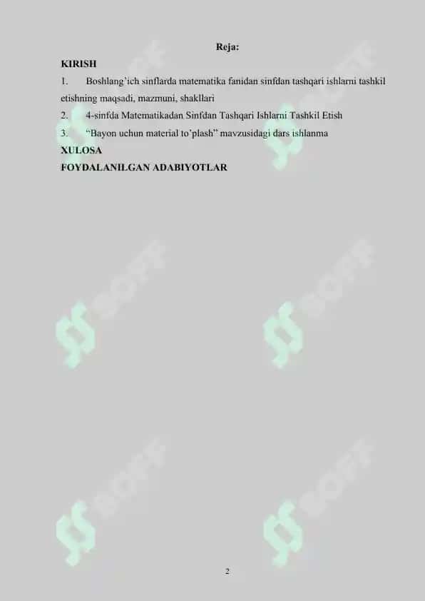 4-sinfda matematikadan sinfdan tashqari ishlarni tashkil etish 2