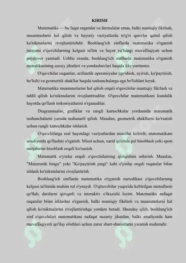 Boshlag'ich sinflarda uch xonali sonni bir xonali va ikki xonali songa ko'paytirishni o'rgatish metodikasi 3