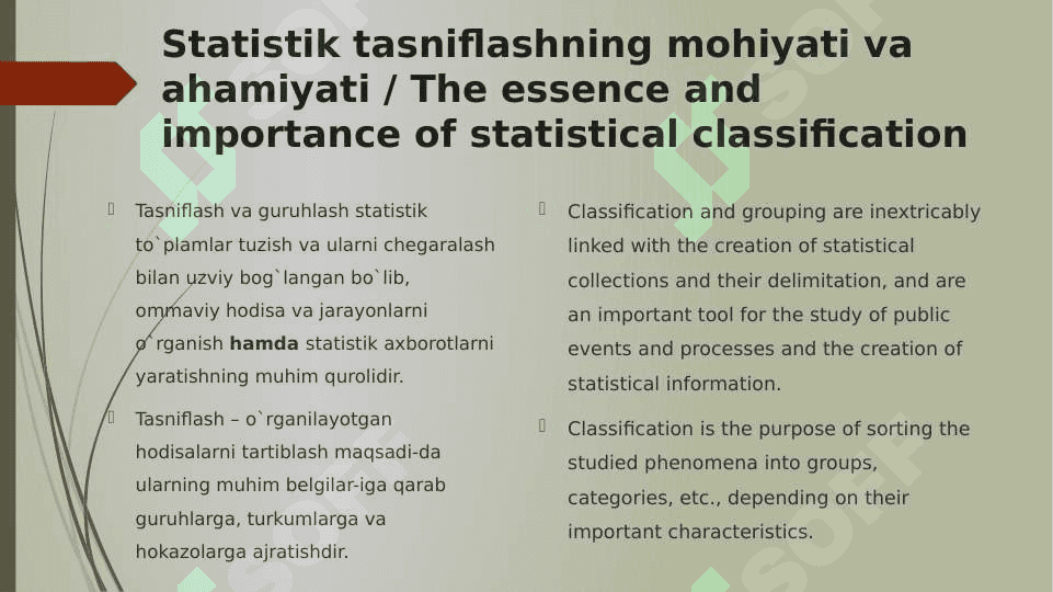 STATISTIK TASNIFLASH VA GURUHLASH USLUBIYATI 3