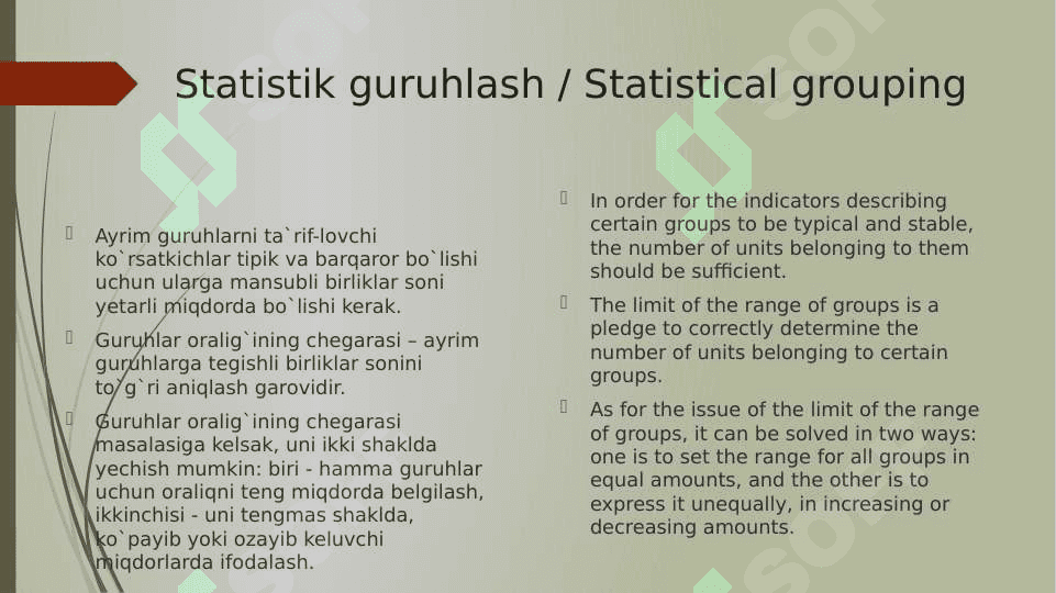 STATISTIK TASNIFLASH VA GURUHLASH USLUBIYATI 5
