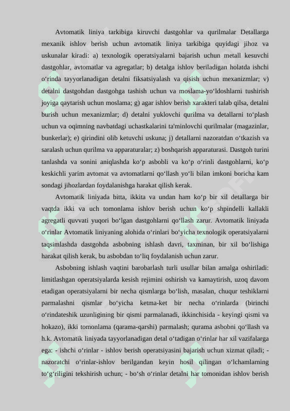 Mashinasozlik korxonalarida qo’llaniladigan avtomatik liniyalar 2